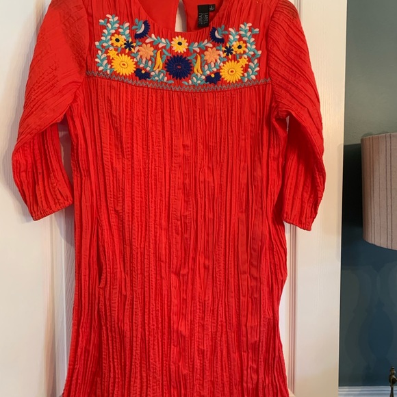 Label, by Five Twelve- Boho Red Embroidered Dress - Picture 2 of 9